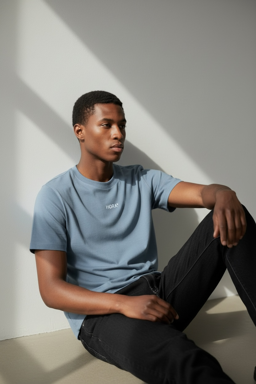 T-SHIRT HORA° — BLEU CIEL